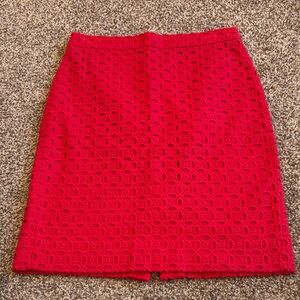 J crew Red Eyelet Pencil Skirt